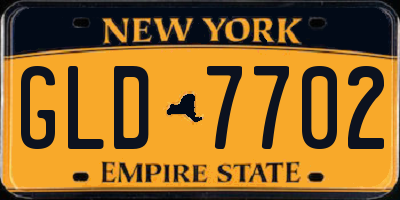 NY license plate GLD7702
