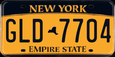 NY license plate GLD7704