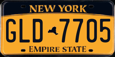 NY license plate GLD7705