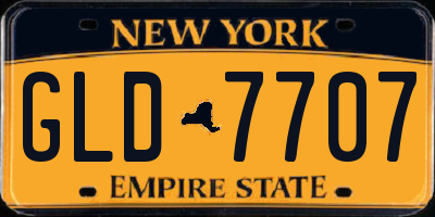 NY license plate GLD7707