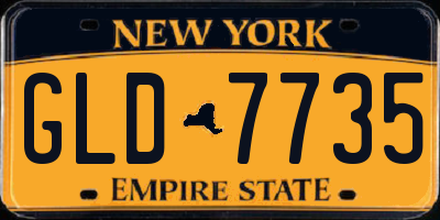 NY license plate GLD7735