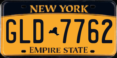 NY license plate GLD7762