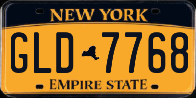NY license plate GLD7768