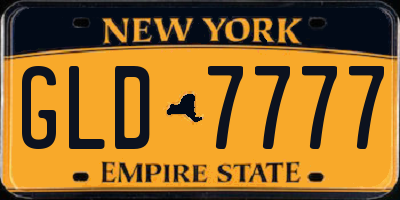NY license plate GLD7777