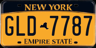 NY license plate GLD7787
