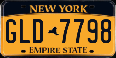 NY license plate GLD7798