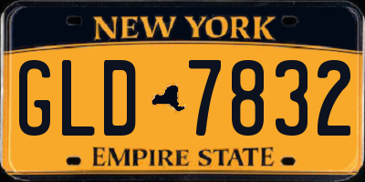 NY license plate GLD7832