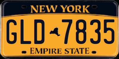 NY license plate GLD7835