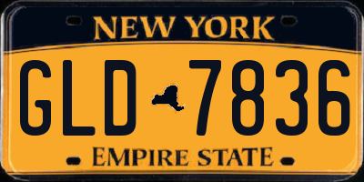 NY license plate GLD7836