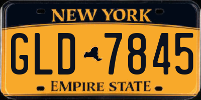 NY license plate GLD7845
