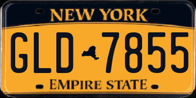 NY license plate GLD7855