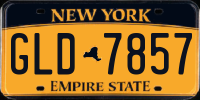 NY license plate GLD7857