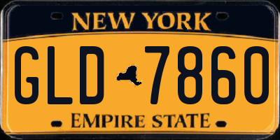 NY license plate GLD7860