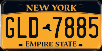 NY license plate GLD7885