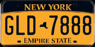 NY license plate GLD7888