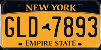 NY license plate GLD7893