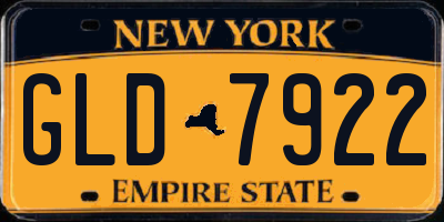 NY license plate GLD7922