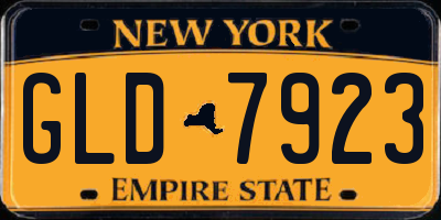 NY license plate GLD7923