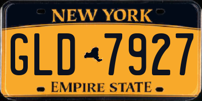 NY license plate GLD7927