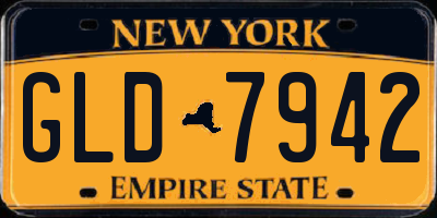 NY license plate GLD7942