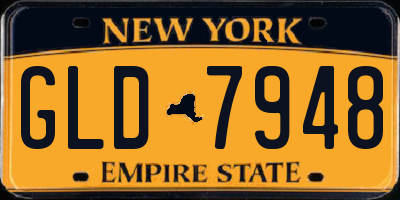 NY license plate GLD7948