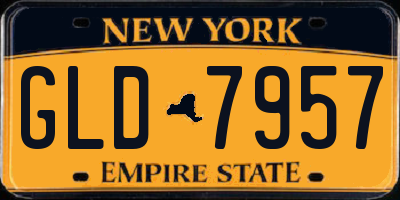 NY license plate GLD7957