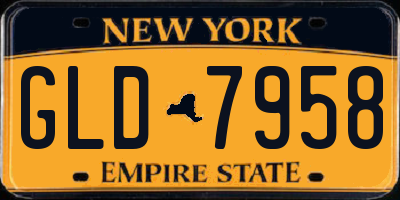 NY license plate GLD7958