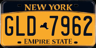 NY license plate GLD7962