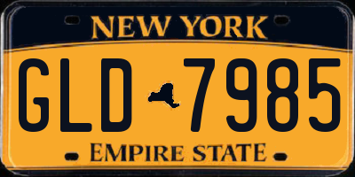 NY license plate GLD7985