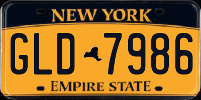 NY license plate GLD7986