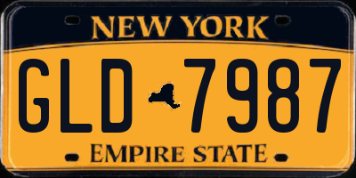 NY license plate GLD7987