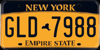 NY license plate GLD7988