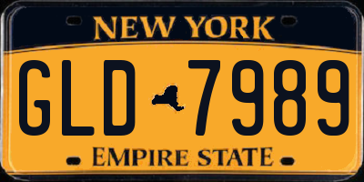 NY license plate GLD7989