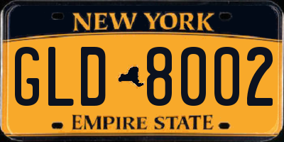 NY license plate GLD8002