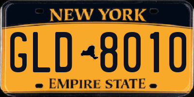 NY license plate GLD8010