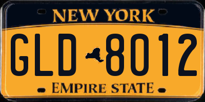 NY license plate GLD8012