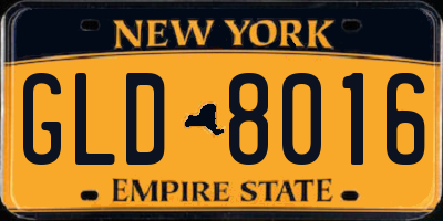 NY license plate GLD8016