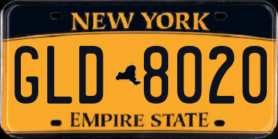 NY license plate GLD8020