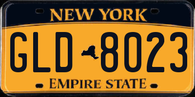 NY license plate GLD8023