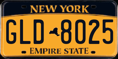 NY license plate GLD8025