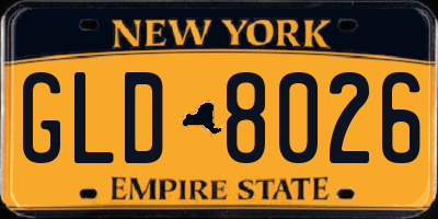NY license plate GLD8026