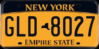 NY license plate GLD8027