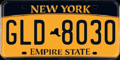 NY license plate GLD8030