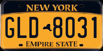 NY license plate GLD8031