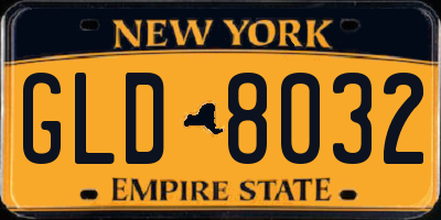 NY license plate GLD8032