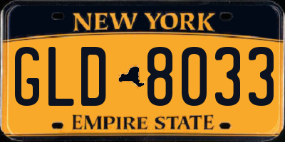 NY license plate GLD8033