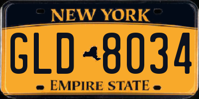 NY license plate GLD8034