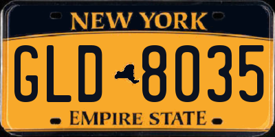 NY license plate GLD8035