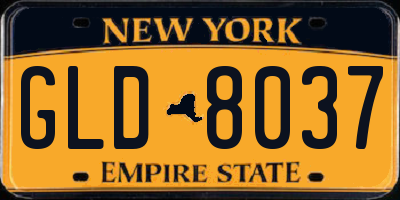 NY license plate GLD8037