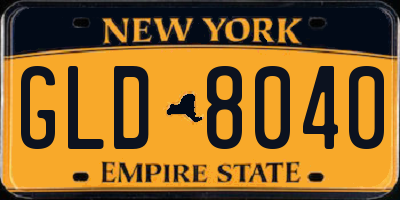 NY license plate GLD8040